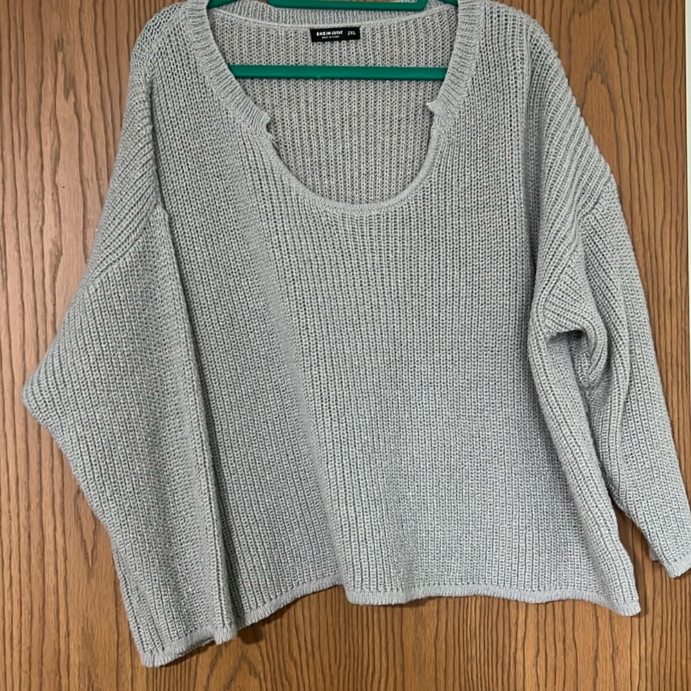 SHEIN loose knit, U-neck sweater